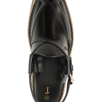 Shiny Black Peshawari Chappal - J. Junaid Jamshed