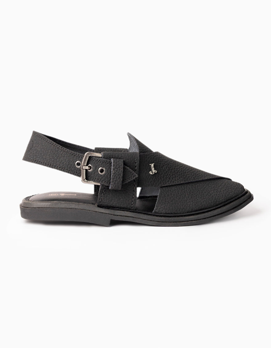 Black Peshawari Chappal - J. Junaid Jamshed