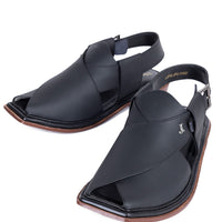 Plain Matt Black Peshawari Chappal - J. Junaid Jamshed