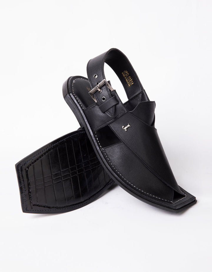 Matt Black Peshawari Chappal - J. Junaid Jamshed