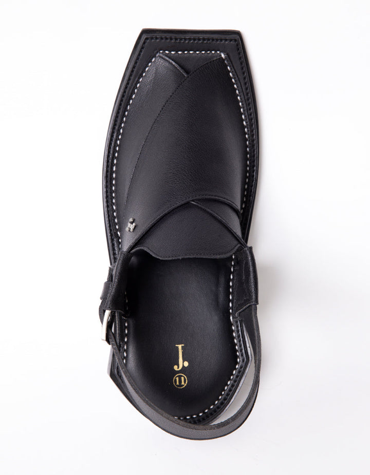 Matt Black Peshawari Chappal - J. Junaid Jamshed