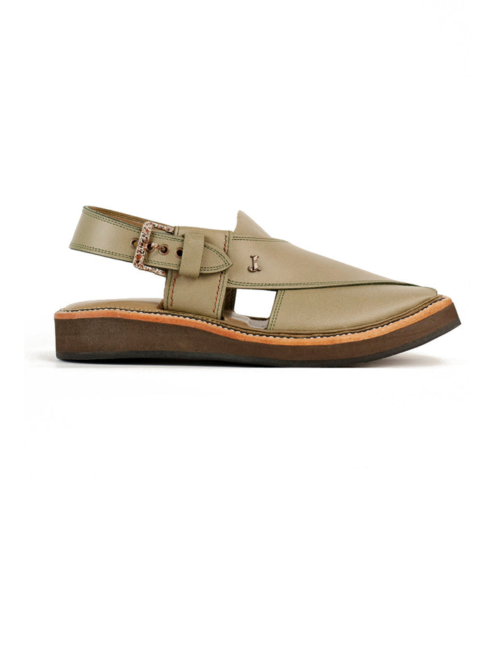 Plain Pistachio Green Peshawari Chappal - J. Junaid Jamshed