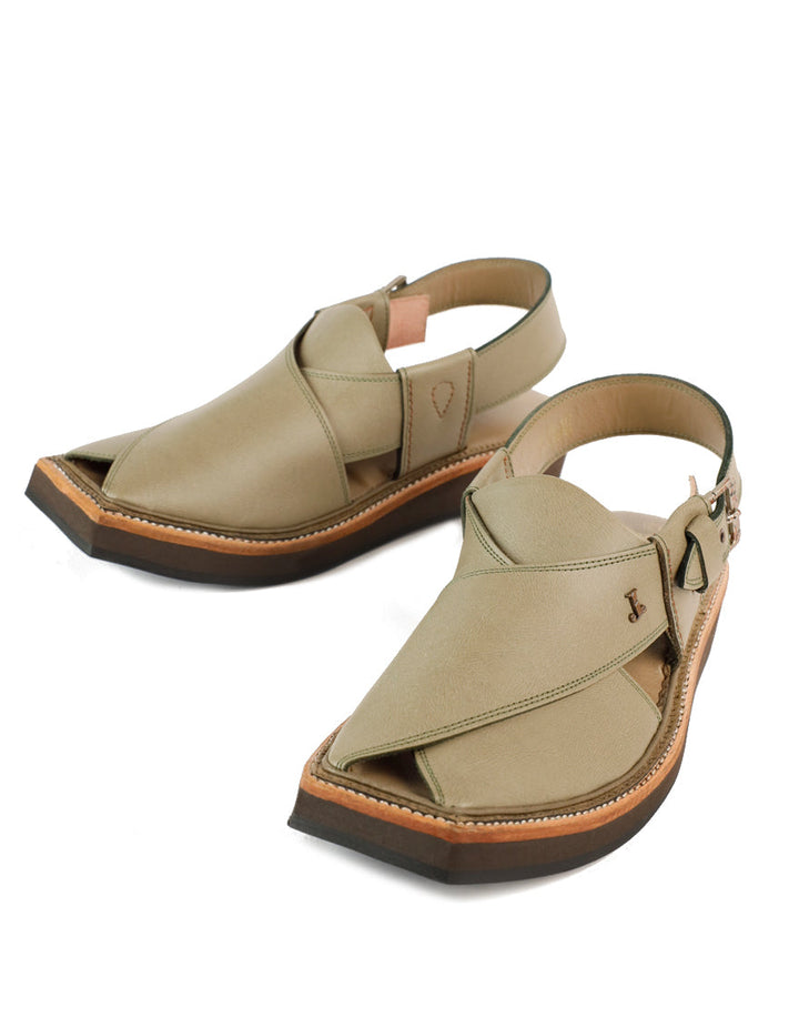 Plain Pistachio Green Peshawari Chappal - J. Junaid Jamshed