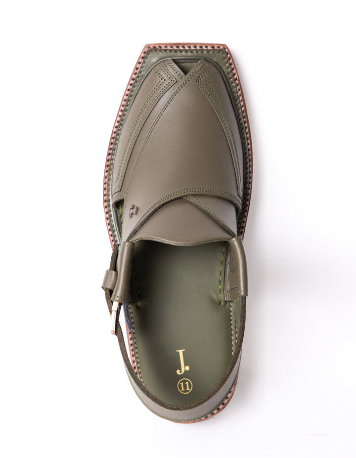 Green Peshawari Chappal - J. Junaid Jamshed