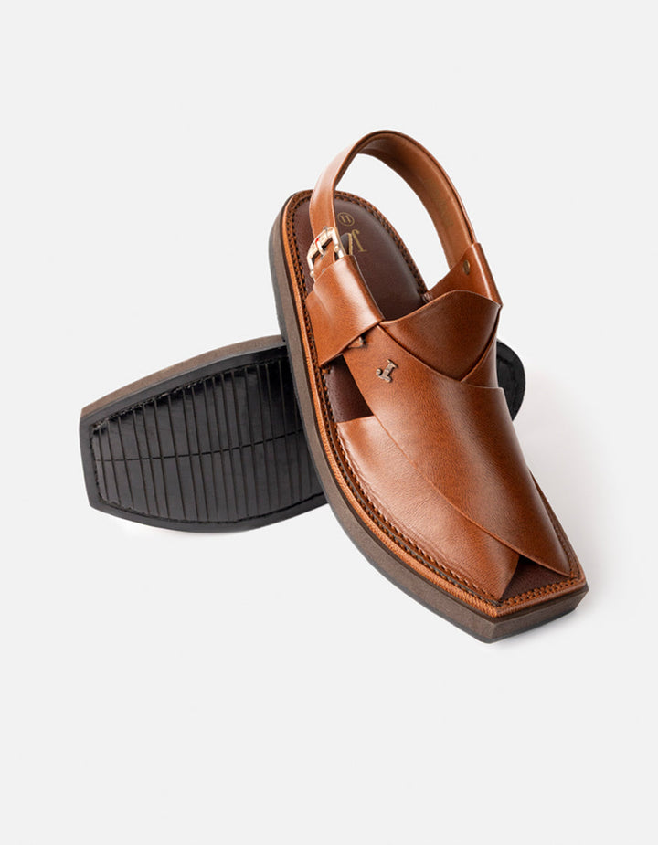 Plain Brown Peshawari Chappal - J. Junaid Jamshed