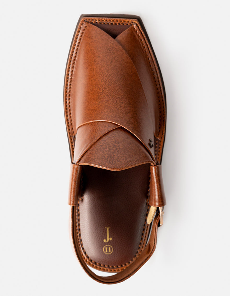 Plain Brown Peshawari Chappal - J. Junaid Jamshed