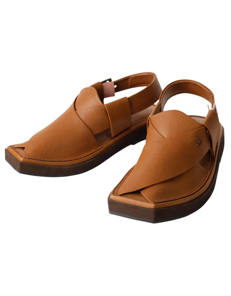 Plain Brown Peshawari Chappal - J. Junaid Jamshed