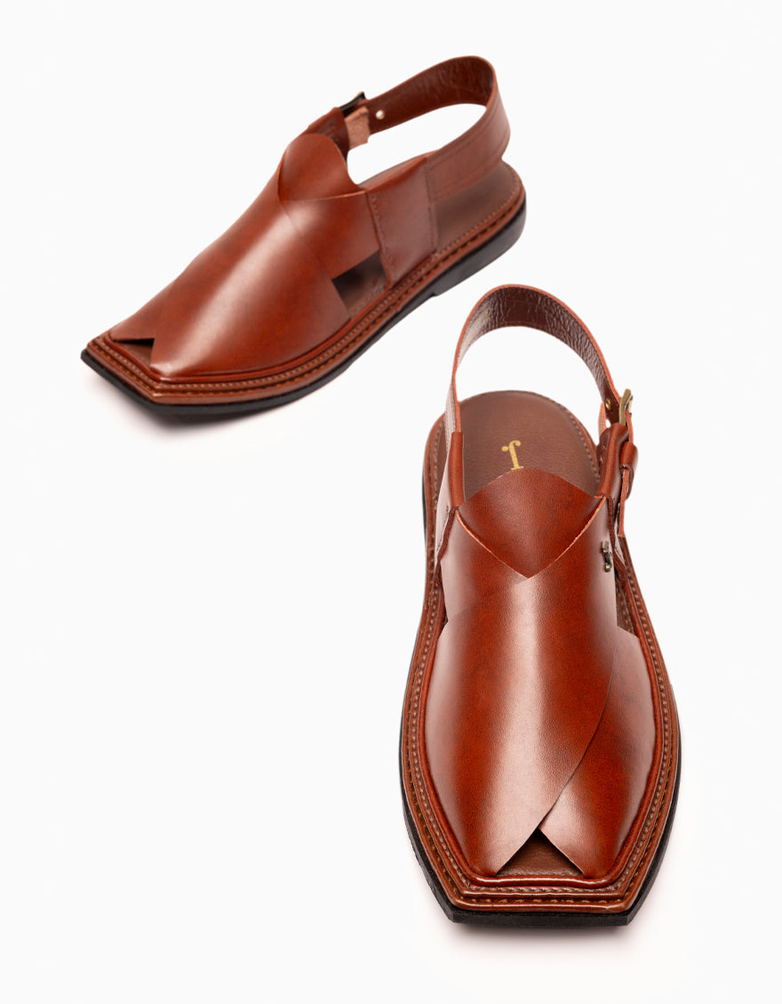 Plain Maroon Peshawari Chappal - J. Junaid Jamshed