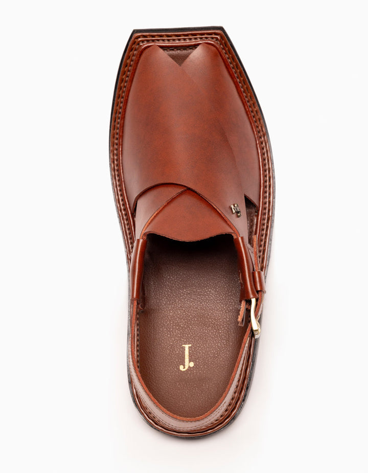 Plain Maroon Peshawari Chappal - J. Junaid Jamshed