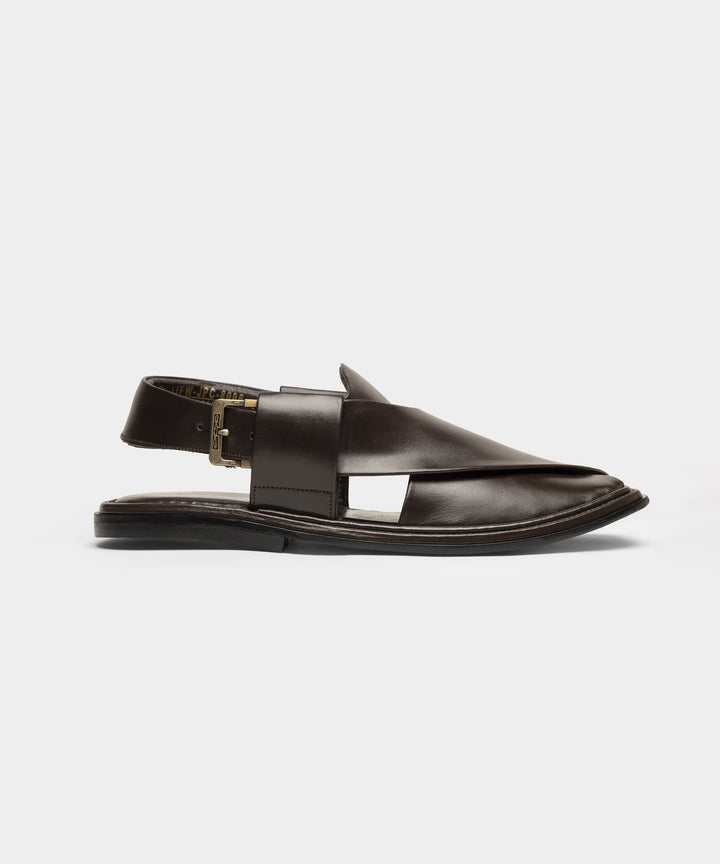 Plain Brown Peshawari Chappal - J. Junaid Jamshed
