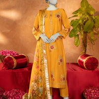 Cotton Silk Mustard Stitched Suit - J. Junaid Jamshed