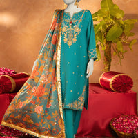 Cotton Silk Blue Stitched Suit - J. Junaid Jamshed