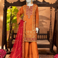 Raw Silk Red Stitched Suit - J. Junaid Jamshed