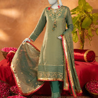 Cotton Green Stitched Suit - J. Junaid Jamshed