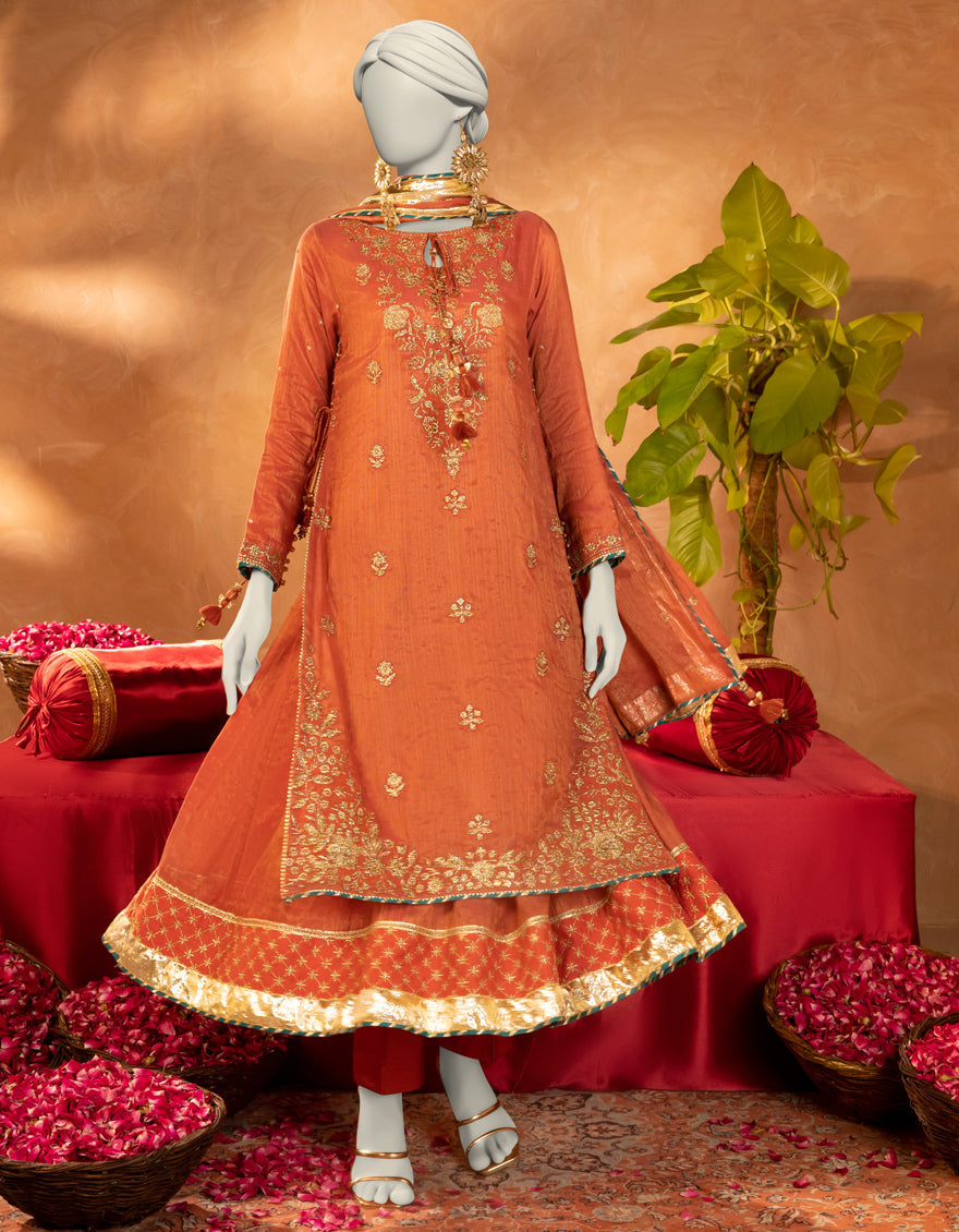 Cotton Red Stitched Suit - J. Junaid Jamshed