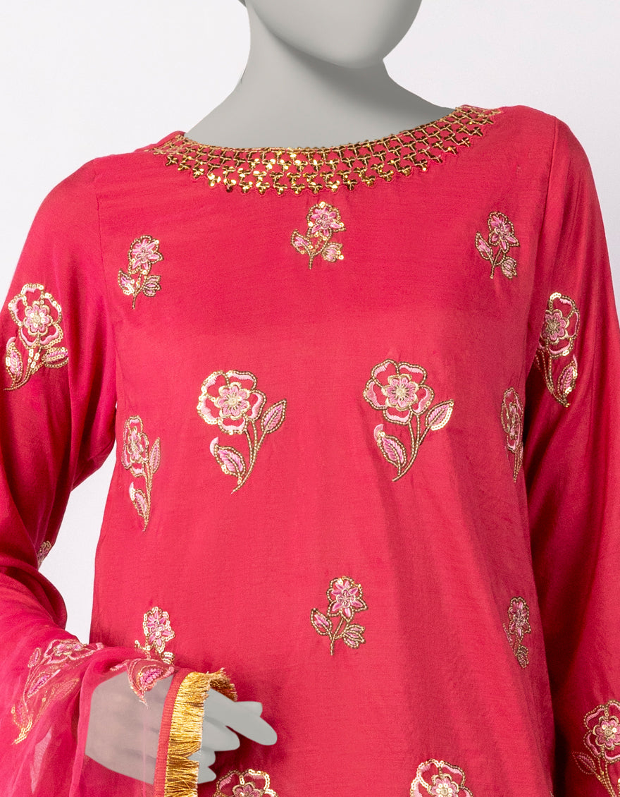 Paper Cotton Pink Stitched Suit - J. Junaid Jamshed
