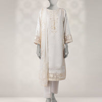 Jacquard White Stitched Suit - J. Junaid Jamshed