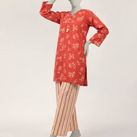 Lawn Red Stitched Suit - J. Junaid Jamshed