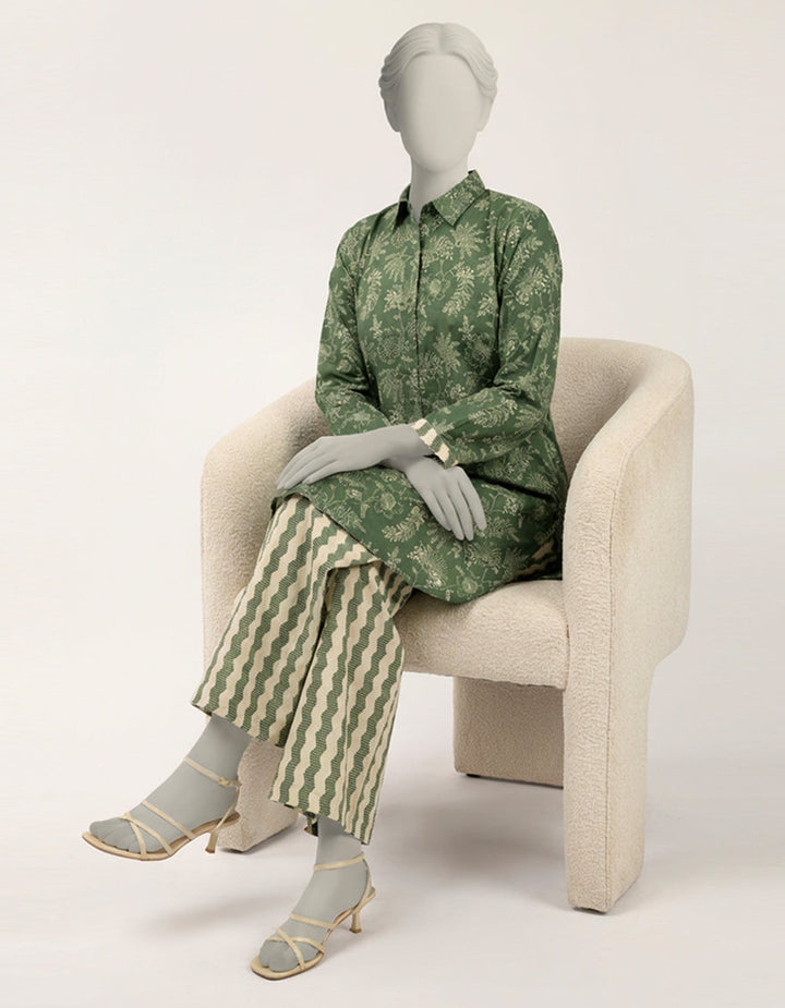 Lawn Green Stitched Suit - J. Junaid Jamshed