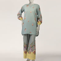 Lawn Blue Stitched Suit - J. Junaid Jamshed