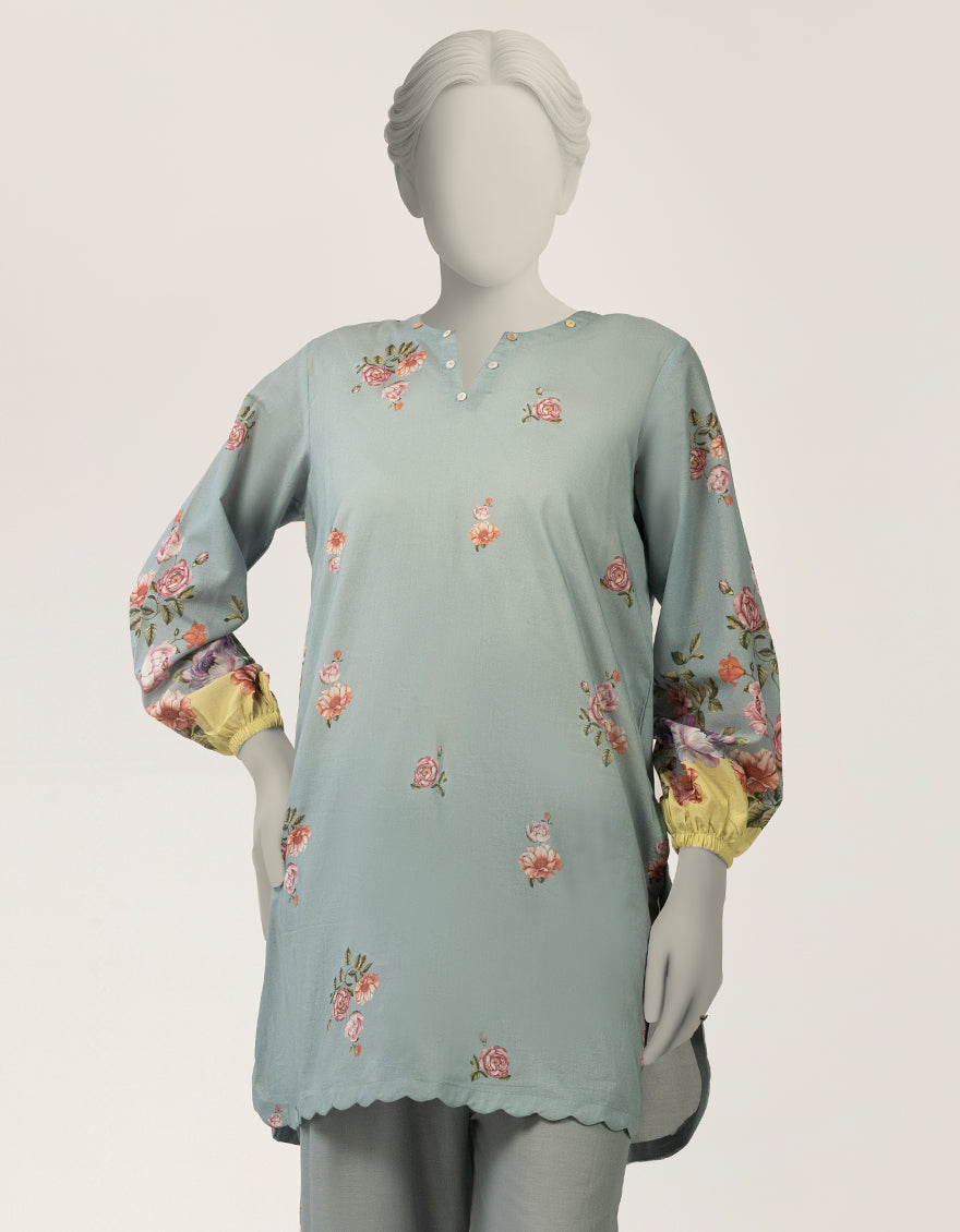 Lawn Blue Stitched Suit - J. Junaid Jamshed