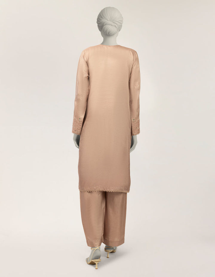 Raw Silk Pink Stitched Suit - J. Junaid Jamshed