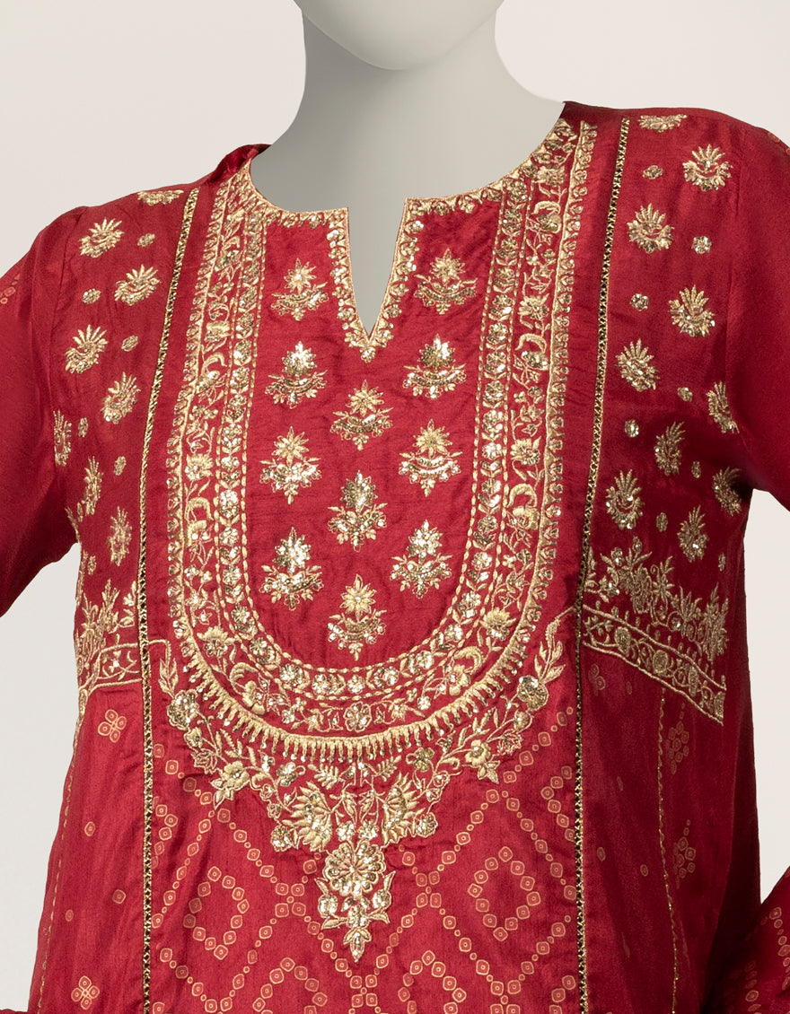 Raw Silk Hot Pink Stitched Suit - J. Junaid Jamshed