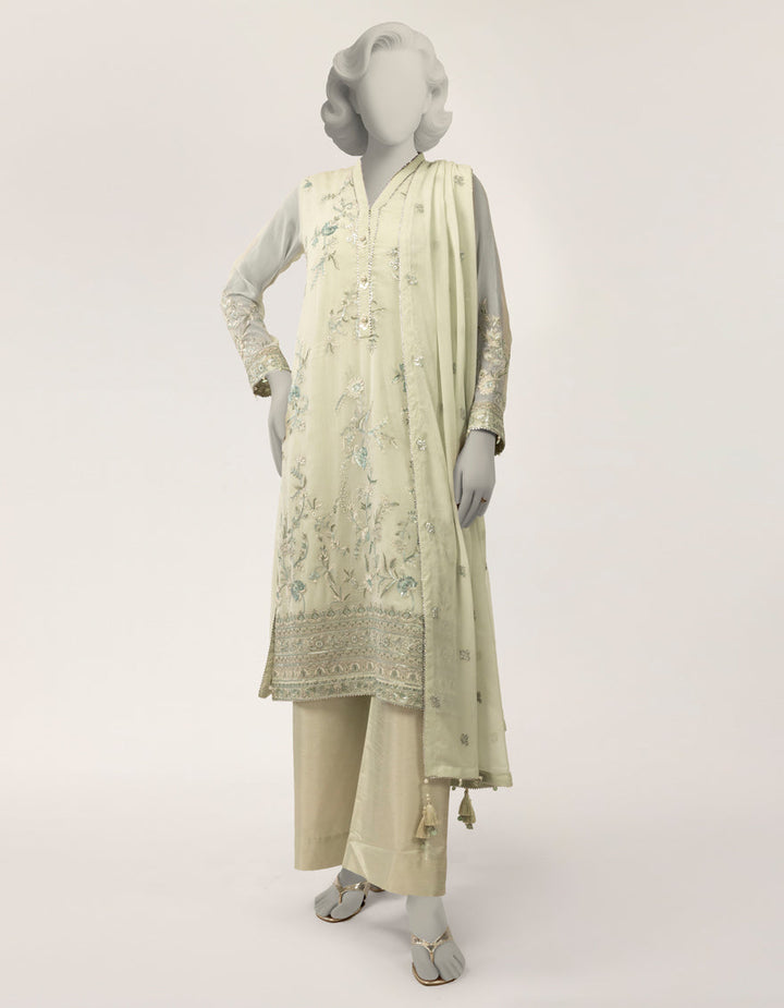 Impure Chiffon Blue Stitched Suit - J. Junaid Jamshed