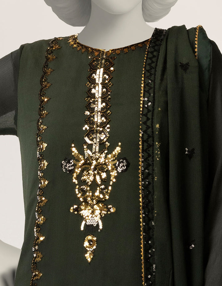 Impure Chiffon Green Stitched Suit - J. Junaid Jamshed