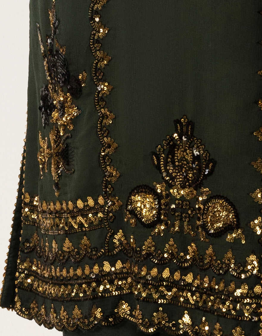 Impure Chiffon Green Stitched Suit - J. Junaid Jamshed