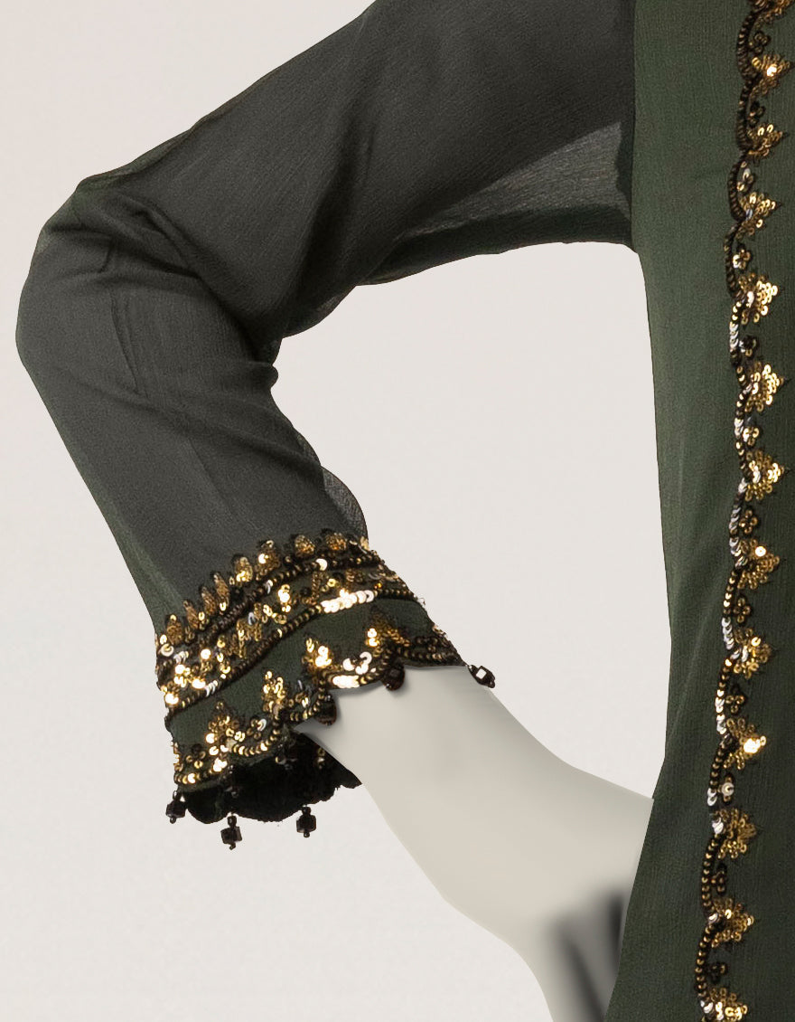 Impure Chiffon Green Stitched Suit - J. Junaid Jamshed