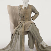 Raw Silk Lime Green Stitched Suit - J. Junaid Jamshed