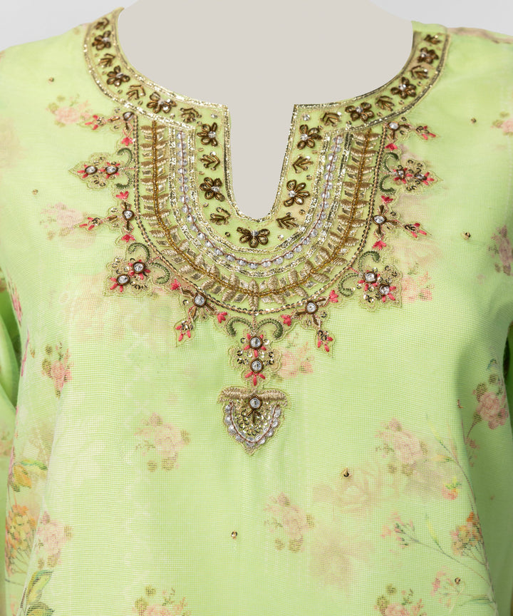 Cotton Net Multicolor Stitched Suit - J. Junaid Jamshed
