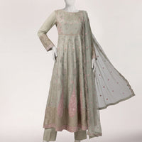 Raw Silk Green Stitched Suit - J. Junaid Jamshed