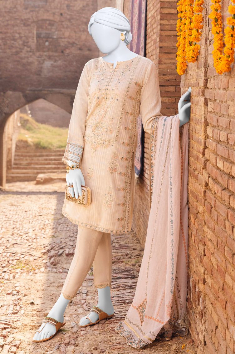 Organza Off White Stitched Suit - J. Junaid Jamshed