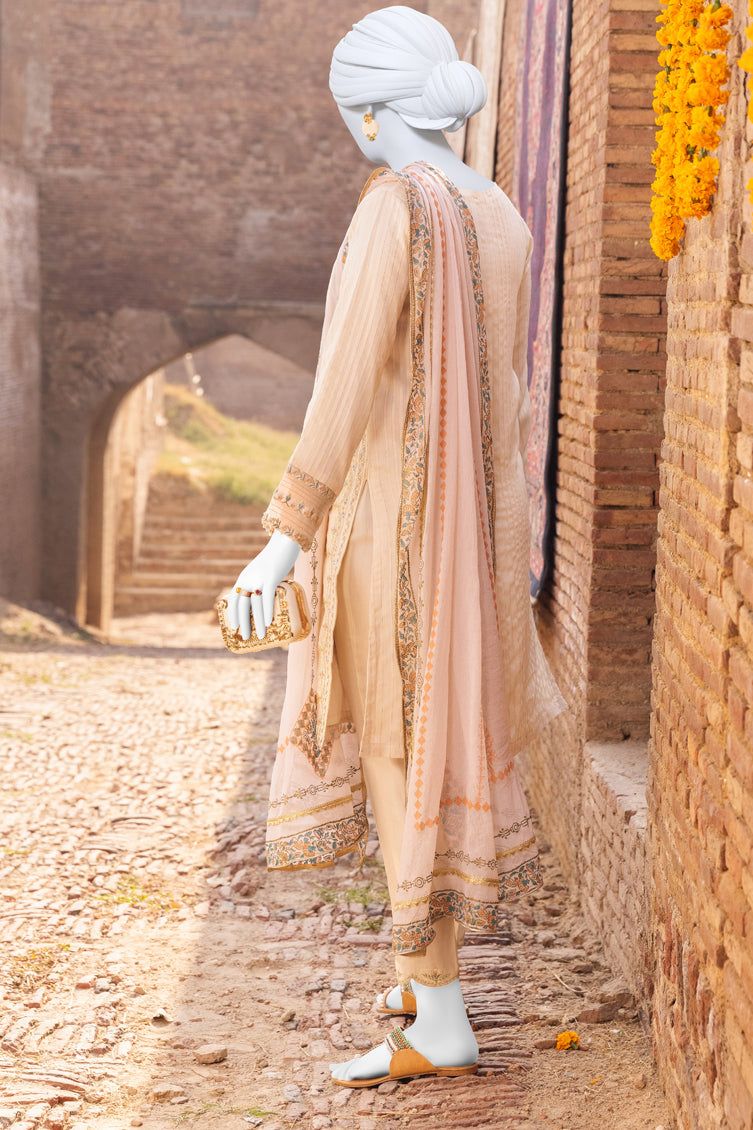 Organza Off White Stitched Suit - J. Junaid Jamshed