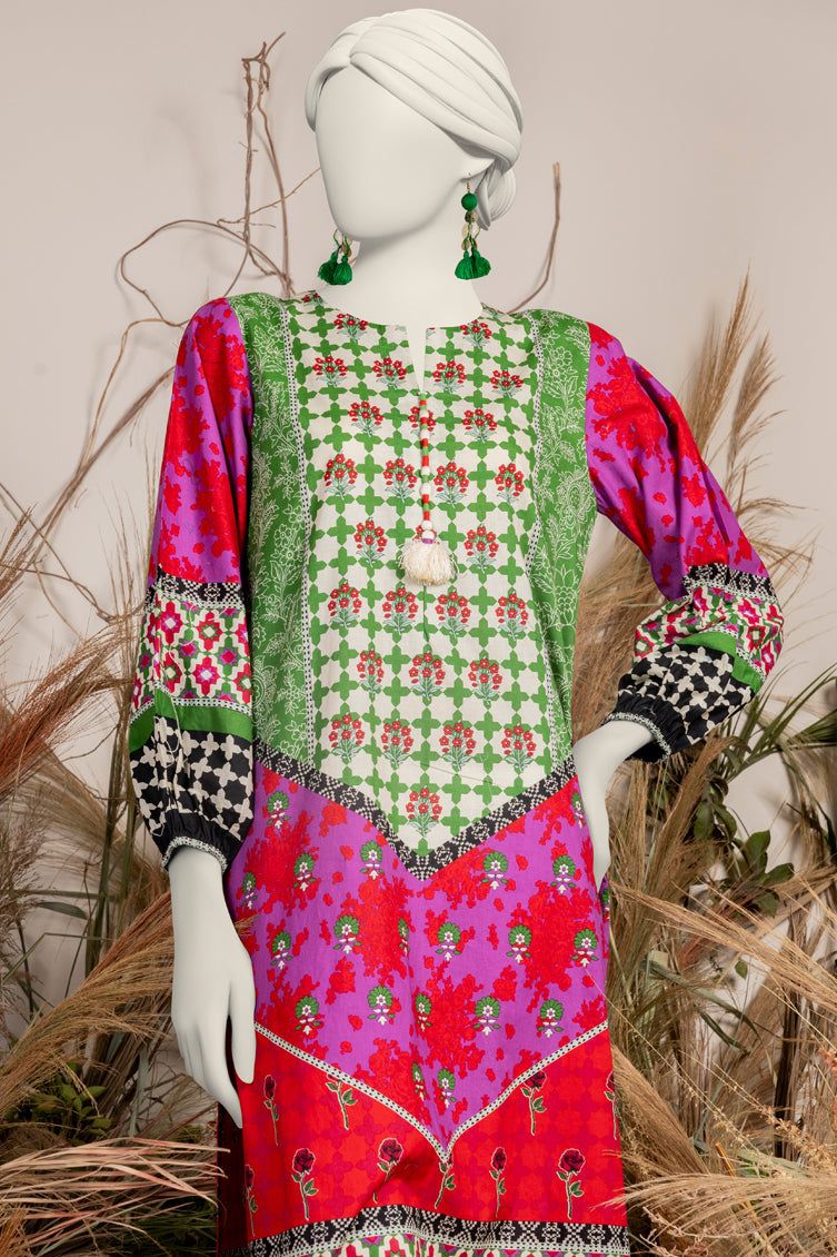Printed Green Kurti - J. Junaid Jamshed