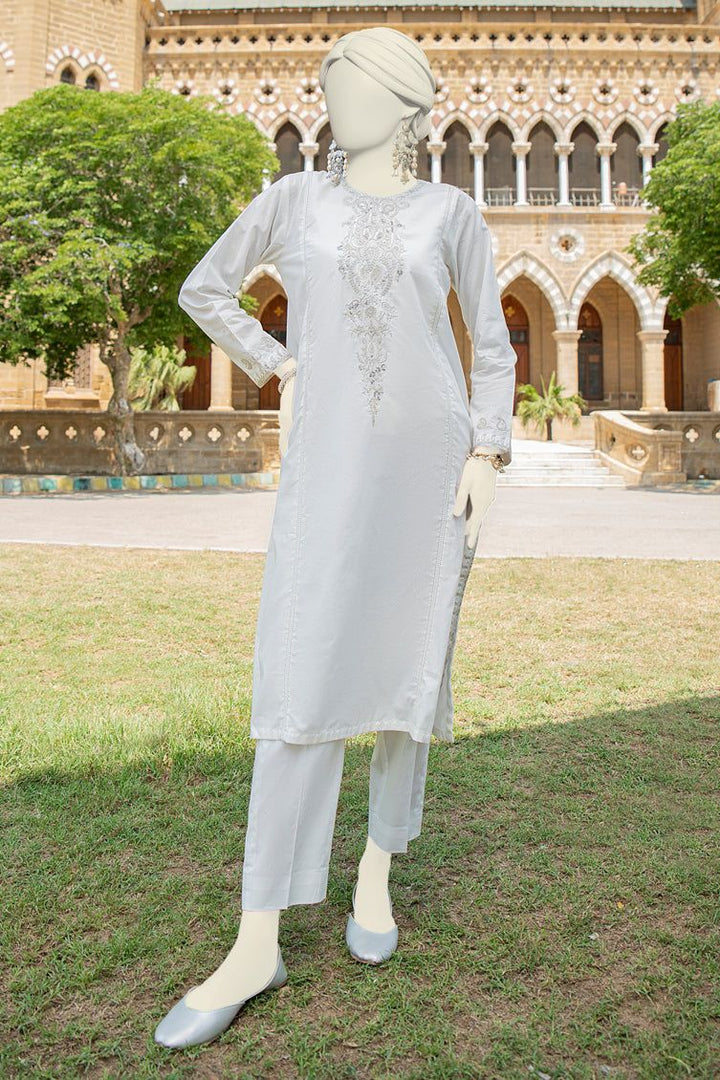 Textured White Kurti - J. Junaid Jamshed