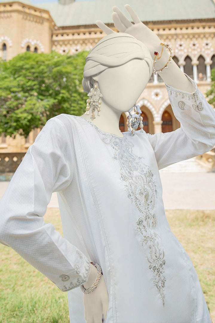 Textured White Kurti - J. Junaid Jamshed