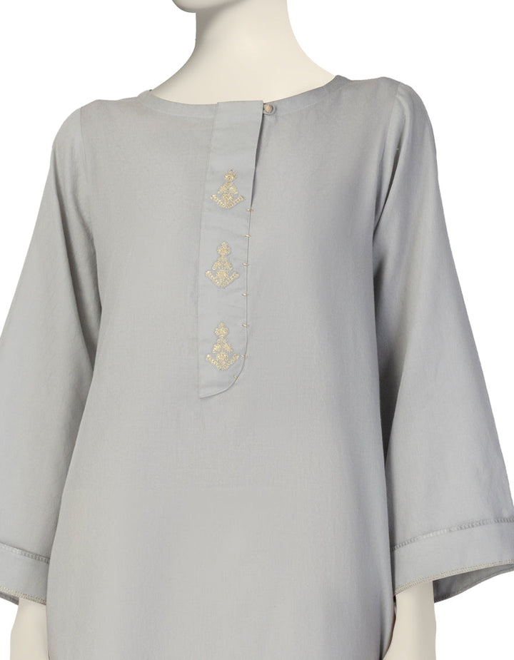 Jacquard Grey Kurti - J. Junaid Jamshed