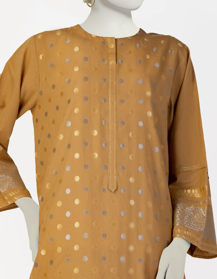 Jacquard Brown Kurti- J. Junaid Jamshed