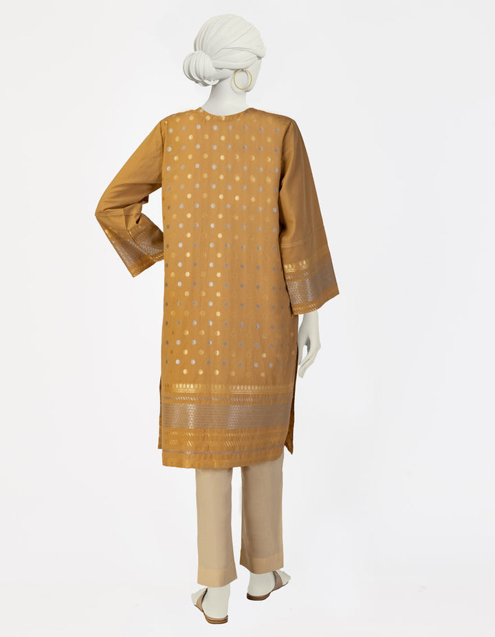 Jacquard Brown Kurti- J. Junaid Jamshed