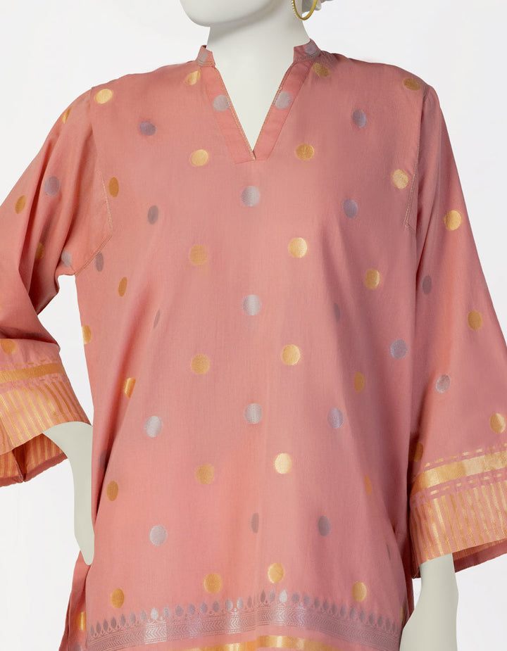 Jacquard Pink Kurti- J. Junaid Jamshed