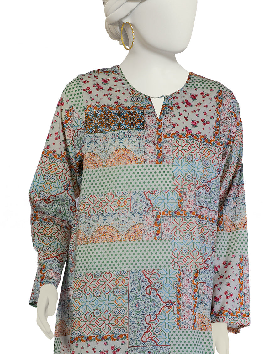 Lawn Multicolor Kurti - J. Junaid Jamshed