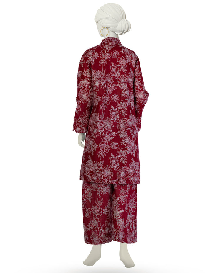 Lawn Maroon Kurti - J. Junaid Jamshed