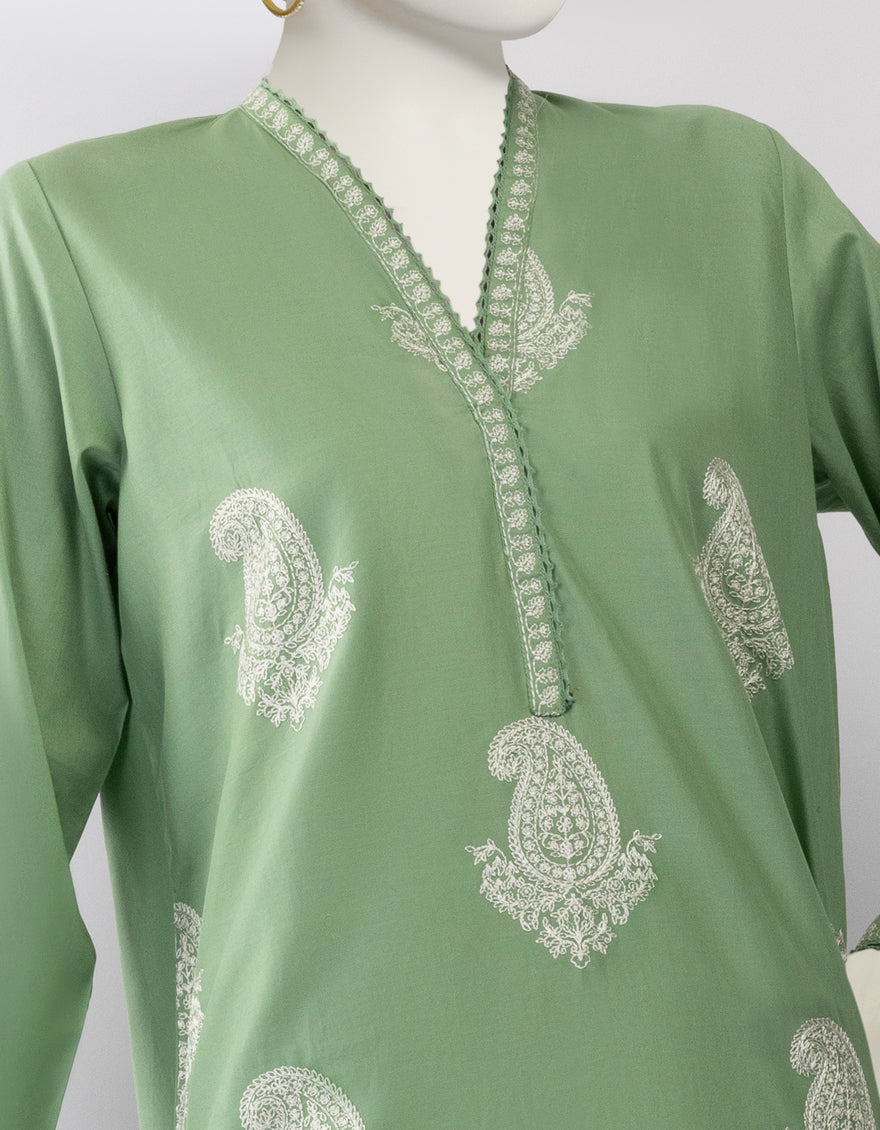 Lawn Green Kurti - J. Junaid Jamshed