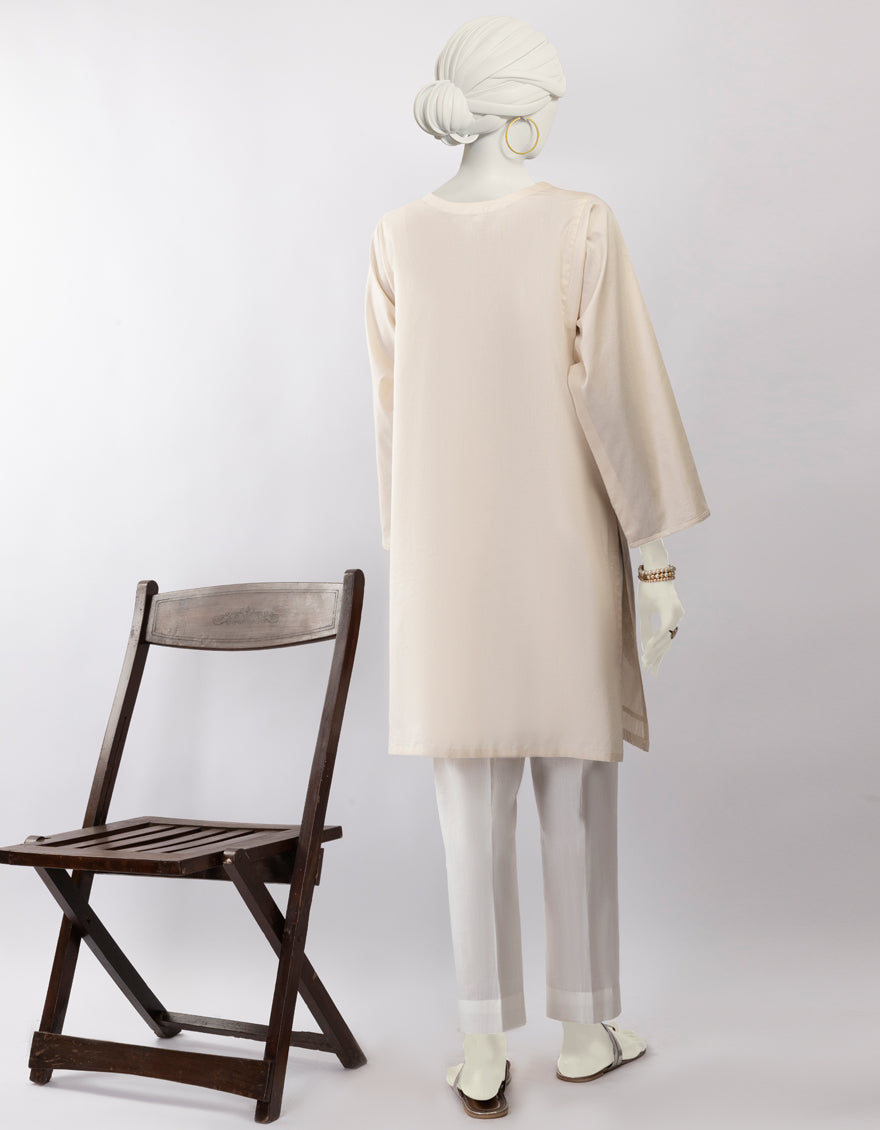 Lawn Off White Kurti - J. Junaid Jamshed