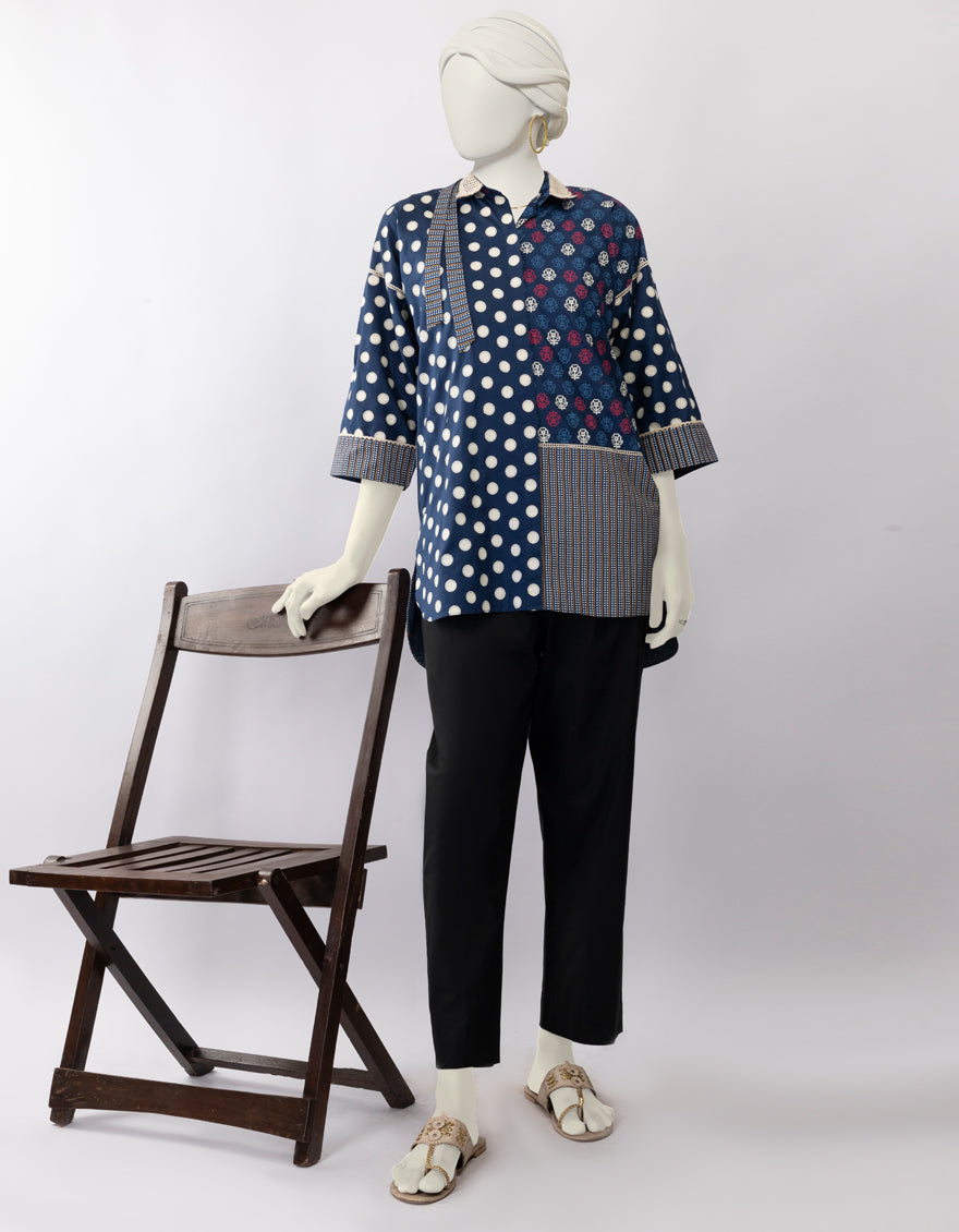 Lawn Blue Kurti - J. Junaid Jamshed