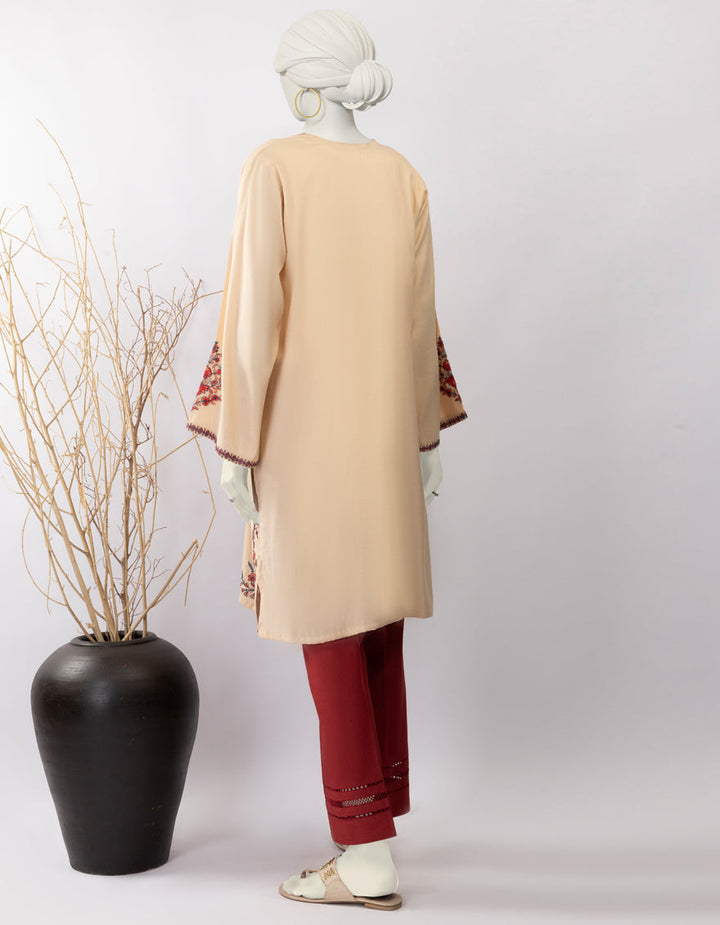 Silk Beige Kurti - J. Junaid Jamshed