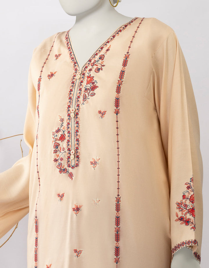 Silk Beige Kurti - J. Junaid Jamshed